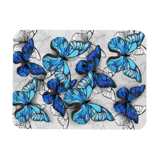 青白の蝶の構成 マグネット (横)