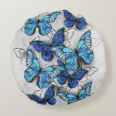 青白の蝶の構成 ラウンドクッション (裏面)