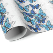 青白の蝶の構成 ラッピングペーパー (ロールコーナー)