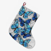 青白の蝶の構成 ラージクリスマスストッキング (正面 (吊り時))