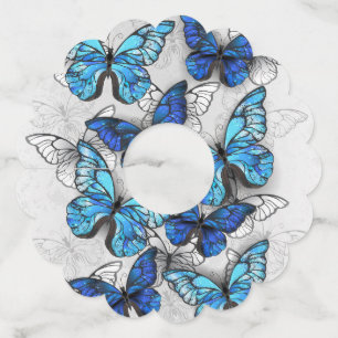 青白の蝶の構成 ワイングラスタグ