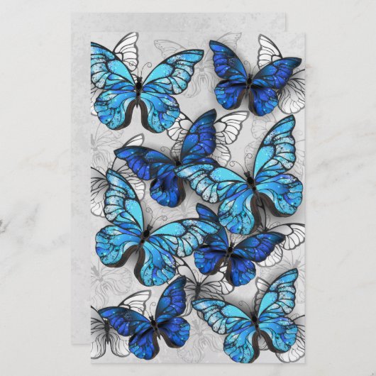 青白の蝶の構成 便箋 (正面/裏面)