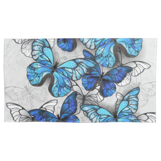 青白の蝶の構成 枕カバー (正面左)