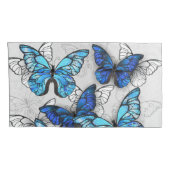 青白の蝶の構成 枕カバー (裏面-右)