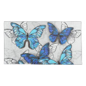 青白の蝶の構成 枕カバー (裏面-左)