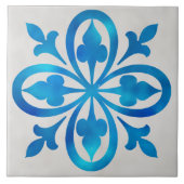 青白の装飾陶瓦 タイル (正面)