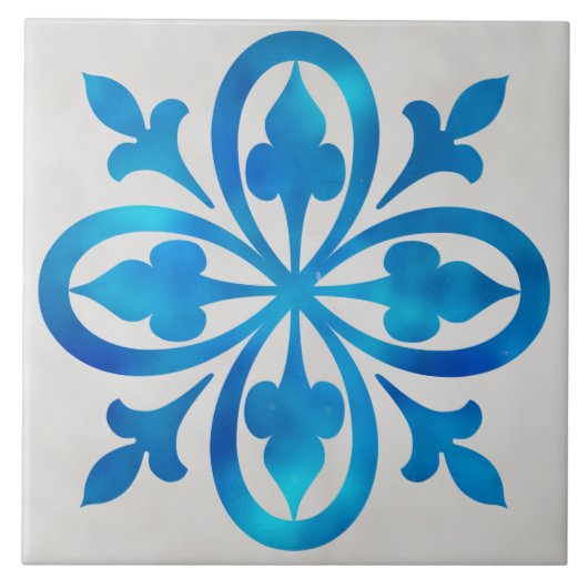 青白の装飾陶瓦 タイル (正面)