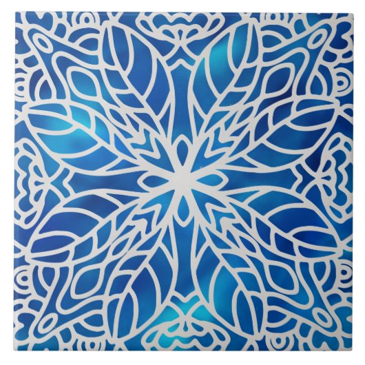 青白の装飾陶瓦 タイル (正面)