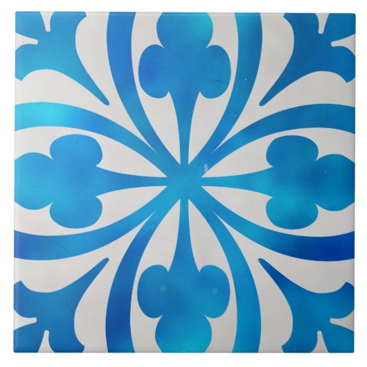 青白の装飾陶瓦 タイル (正面)
