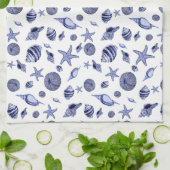 青白の貝 キッチンタオル (折り畳み)