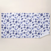 青白の貝 ビーチタオル (正面)