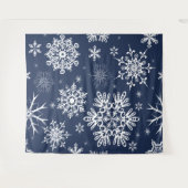 青白の雪の結晶パターンのクリスマス背景 タペストリー (正面(横))