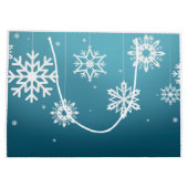 青白の雪の結晶パターン クリスマス ラージペーパーバッグ (裏面)