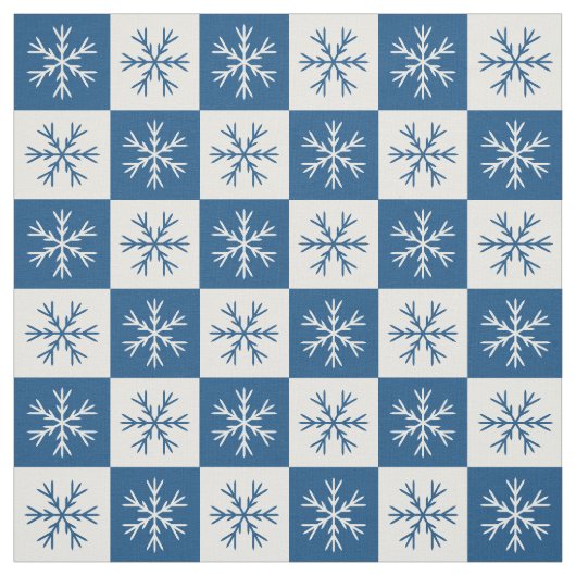 青白の雪片パ市松模様にターン ファブリック (見本)