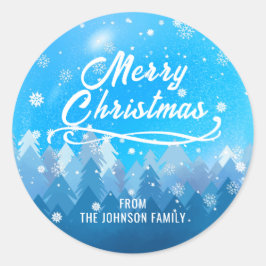 青白の雪　穏やかな森のクリスマス ラウンドシール