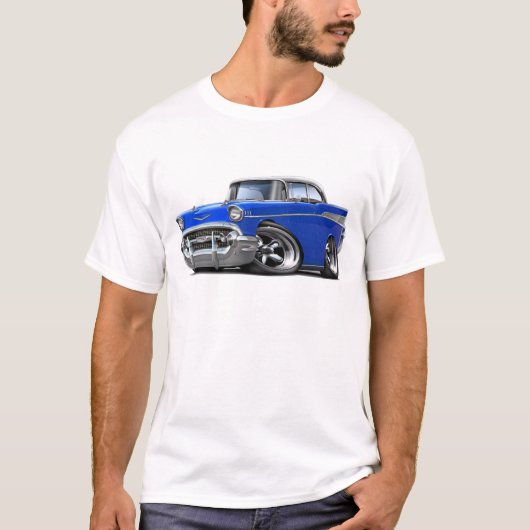 青白の1957年のChevyはBelair改造しました Tシャツ (正面)