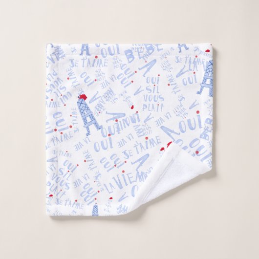 青白エッフェルタワーバスタオルセット バスタオルセット (ウォッシュタオル)