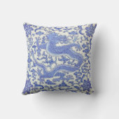 青白オリエンタル中国のドラゴンフローラ クッション (裏面)