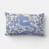 青白オリエンタル中国のドラゴンフローラ ランバークッション (裏面)