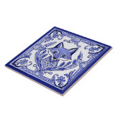 青白キツネアジアスタイルフォーク動物芸術 タイル (側面)