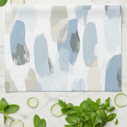 青白クリームアブストラクトウェディング キッチンタオル (折り畳み)