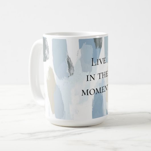 青白クリームアブストラクトウェディング コーヒーマグカップ (正面左)