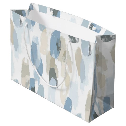 青白クリームアブストラクトウェディング ラージペーパーバッグ (裏面アングル)