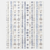 青白クリームストライプのクリスマス フリースブランケット (正面)