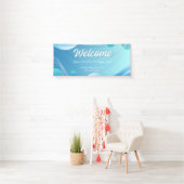 青白グラデーション モダン ウェルカム イベント ディスプレイ 横断幕 (インサイチュ)