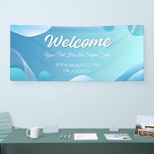 青白グラデーション モダン ウェルカム イベント ディスプレイ 横断幕 (トレードショー)