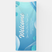 青白グラデーション モダン ウェルカム イベント ディスプレイ 横断幕 (縦)