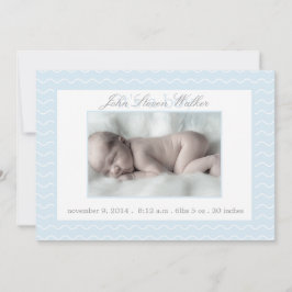 青白シェブロンベビー誕生のお知らせ 案内状