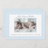 青白シェブロンベビー誕生のお知らせ 案内状 (正面/裏面)