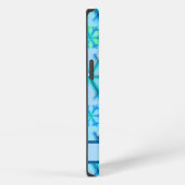 青白スノーフレーク六角パターン名 iPhoneケース (右側面)