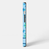 青白スノーフレーク六角パターン名 iPhoneケース (左側面)