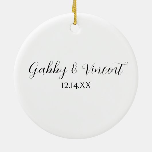 青白スノーフレーク婚約 セラミックオーナメント (裏面)