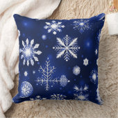 青白スノーフレーク・パターン クッション (ブランケット)