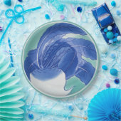 青白セラドン チャイニーズ・チノワズリー 大根 フェイク中国 ペーパープレート (パーティー)