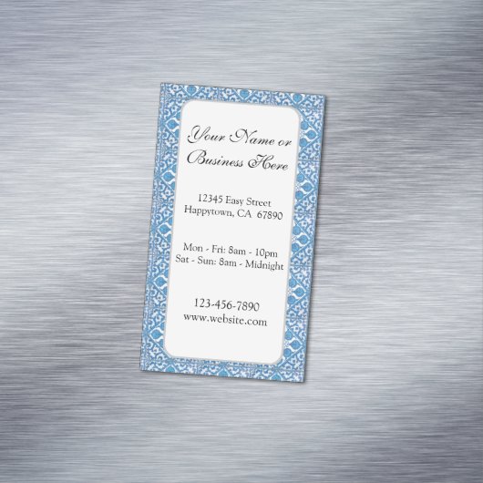 青白タイルフェイク模様カスタム名刺 マグネット名刺 (インサイチュ)