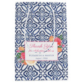 青白タイル柑橘類カラフルウェディングシャワー ミディアムペーパーバッグ (正面)