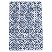 青白タイル柑橘類カラフルウェディングシャワー ミディアムペーパーバッグ (裏面)