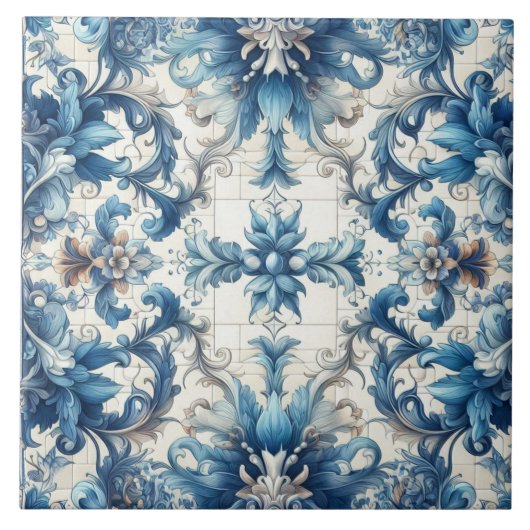 青白タイル装飾デザイン タイル (正面)