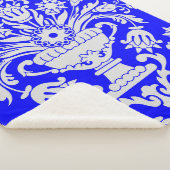 青白ダマスク花柄エレガント シェルパブランケット (3/4)