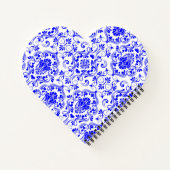 青白ダマスク花柄エレガント ノートブック (裏面)