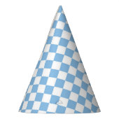 青白チェックダイヤモンド柄 パーティーハット (左)