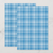 青白チェック抽象パターン 招待状 (正面/裏面)