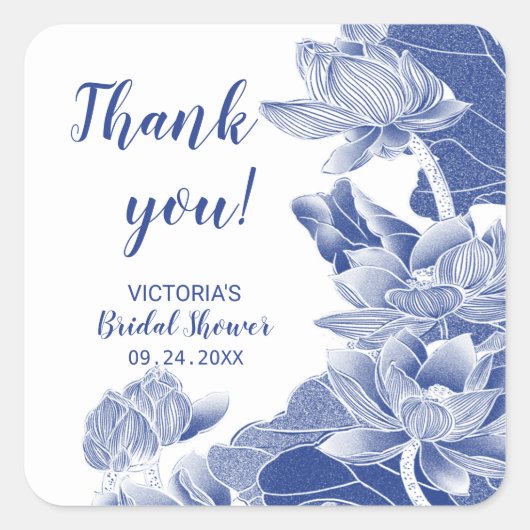 青白チャイニーズ・ノワール サンクス スクエア ステッカー (正面)