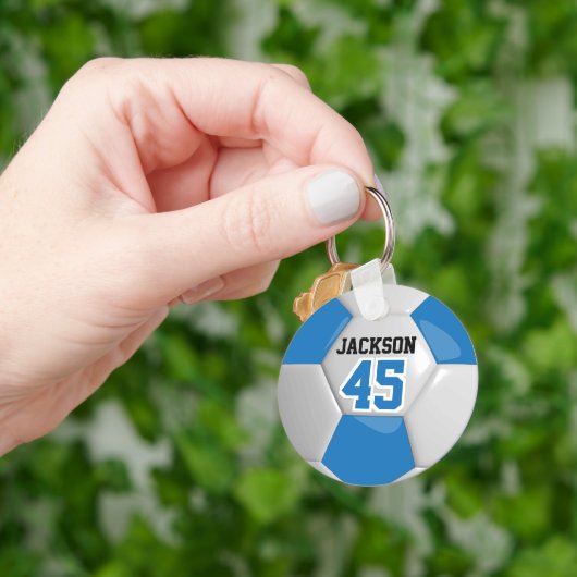 青白チームのサッカー⚽ボール キーホルダー (手)
