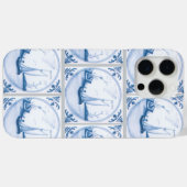 青白デュルフト帆船 フェイクタイルパターン Case-Mate iPhoneケース (裏面 (横))