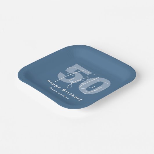 青白ハッピーファイブ50誕生祝い ペーパープレート (傾斜あり)